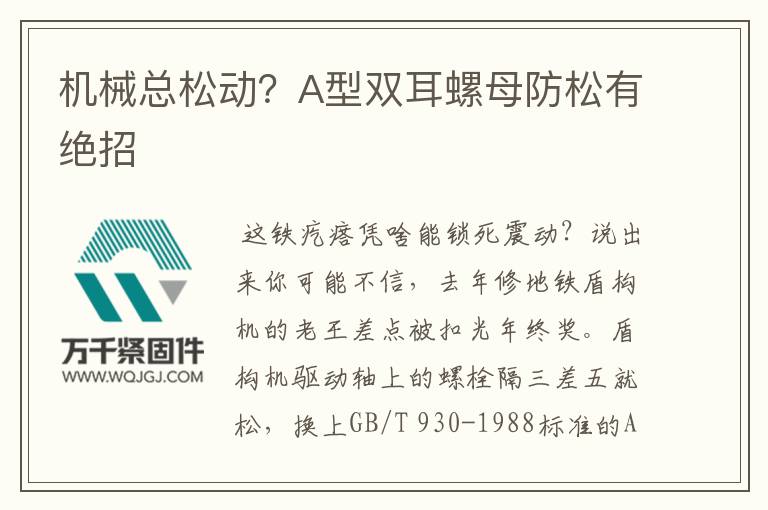 機械總松動？A型雙耳螺母防松有絕招