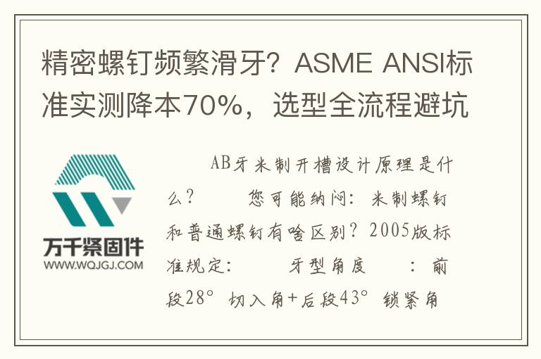 精密螺釘頻繁滑牙？ASME ANSI標準實測降本70%，選型全流程避坑